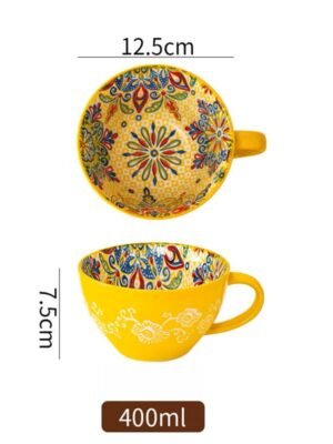 Żółty kubek ceramiczny 400ml w stylu Boho