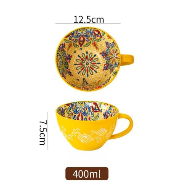 Żółty kubek ceramiczny 400ml w stylu Boho
