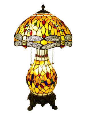 H72dda46240a24d28af7e201e3ec8ef266 Piękna lampa witrażowa w stylu Tiffany z żółtą ważką