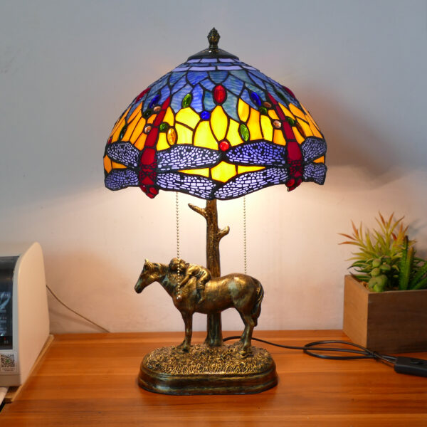 H86b9ed48c7334f16a6a33d1b53ff65cdE Lampa witrażowa w stylu Tiffany. Sen dziecka 30'.Czerwona Ważka