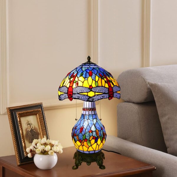 Ha35bd18201f64c94b3d53a582600b5b9u Piękna lampa witrażowa w stylu Tiffany z czerwoną ważką