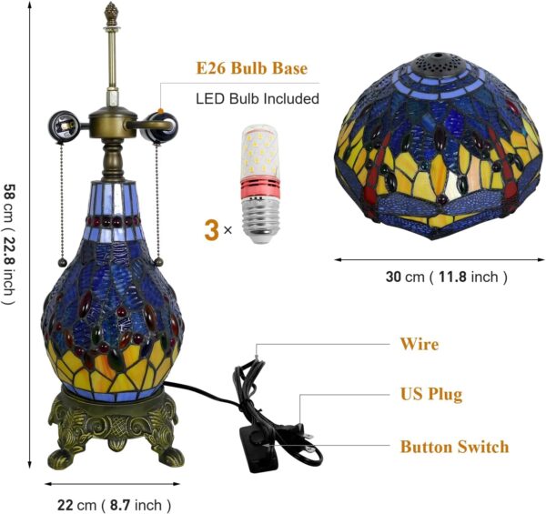Hbe136d669fb64b83a4098da9bf843fc6k Piękna lampa witrażowa w stylu Tiffany z czerwoną ważką