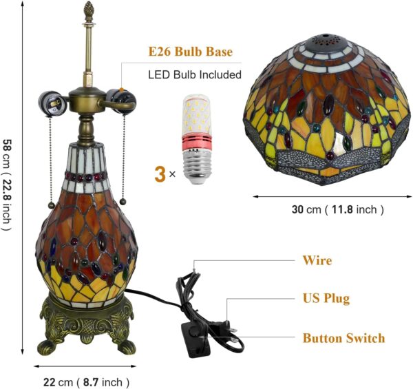 Heae81b2c28254cd190ca81cc0dfc1d0fP Piękna lampa witrażowa w stylu Tiffany z żółtą ważką